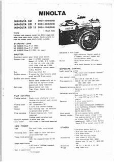 Minolta XD 2 manual. Camera Instructions.